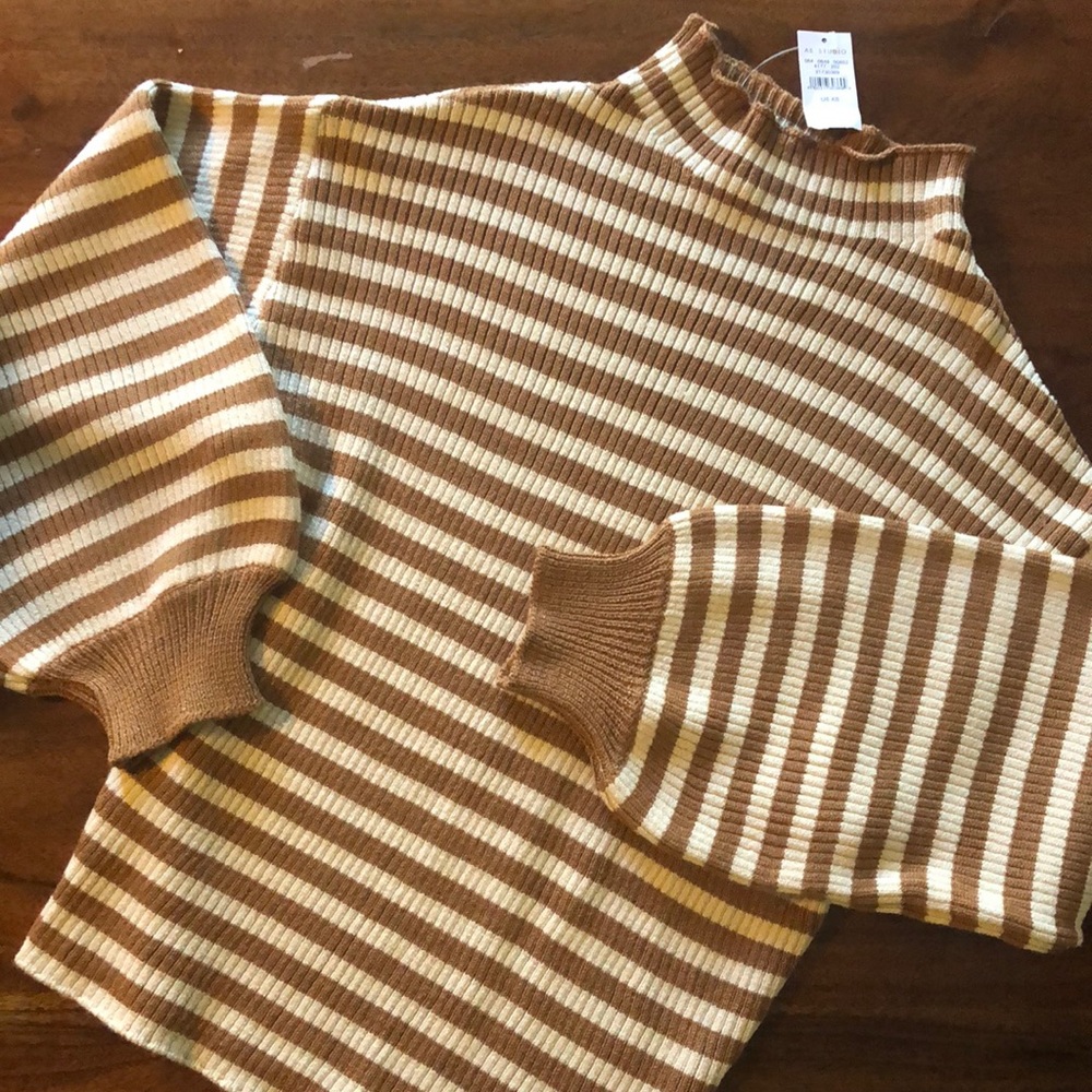 AE striped mock turtleneck